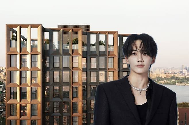 ‘브라이튼 한남’ 외관과 세븐틴 멤버 정한   [브라이튼 한남 홈페이지·정한 SNS 캡처]