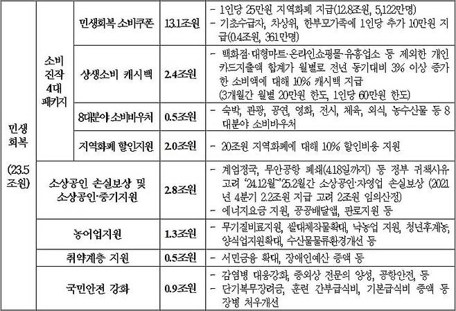 더불어민주당이 13일 35조원 규모의 자체 추가경정예산안을 공개했다. 민생회복 예산 23.5조원, 경제성장 예산 11.2조원 등이다. ⓒ사진=민주당 정책위원회 제공