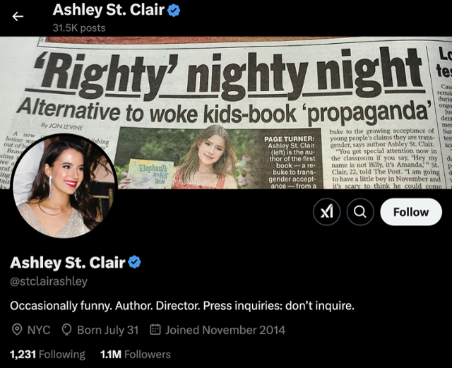 애슐리 세인트 클레어의 엑스(X) 계정. 그는 5개월 전 일론 머스크 테슬라 최고경영자의 자녀를 출산했다고 14일 밝혔다. 엑스 캡처