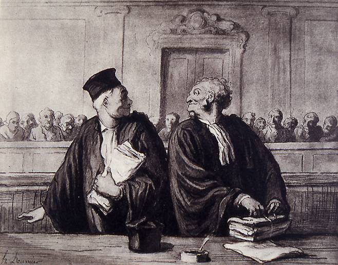 Honoré Daumier lithograph “After the Trial.”