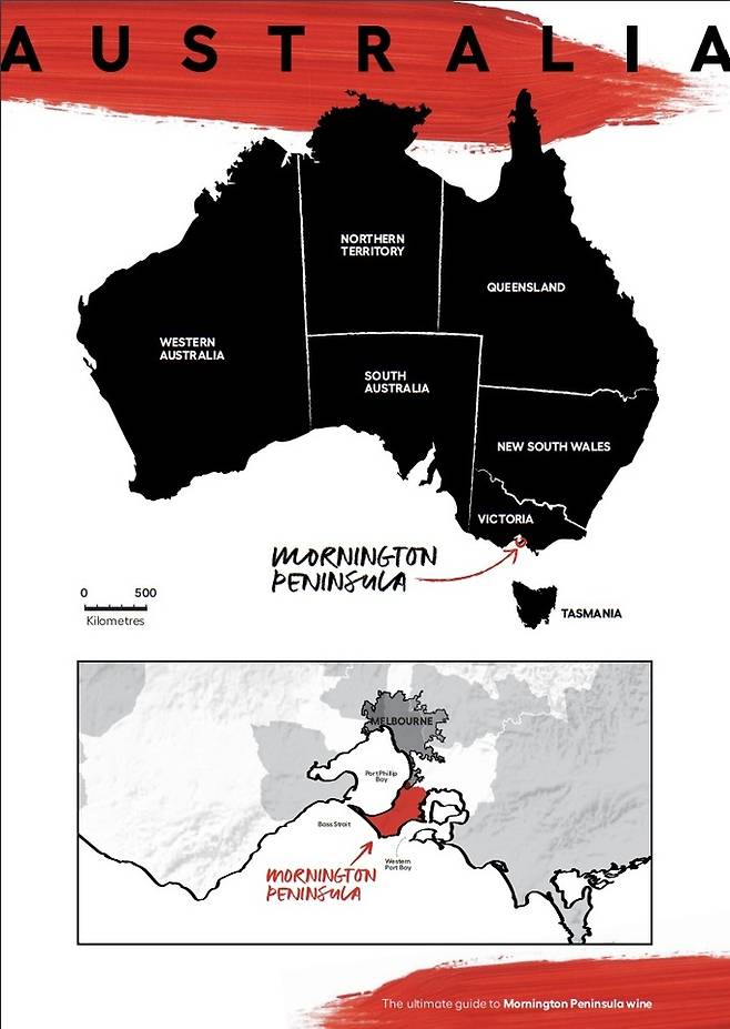 모닝턴 페닌슐라 위치. 호주와인협회
