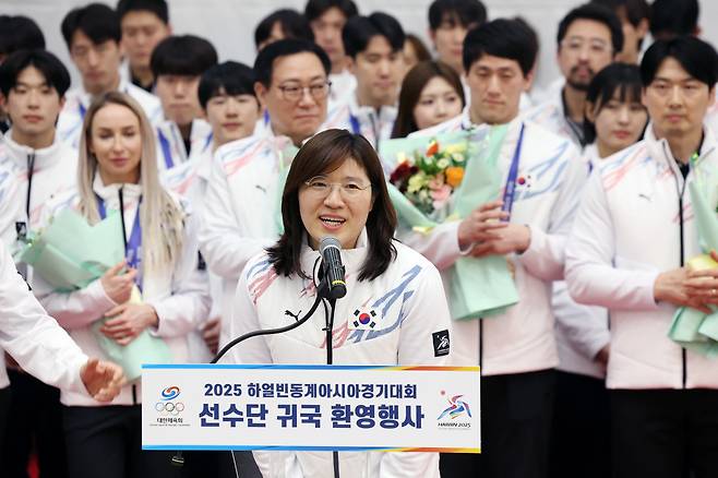 환영사하는 장미란 차관<저작권자(c) 연합뉴스, 무단 전재-재배포, AI 학습 및 활용 금지>