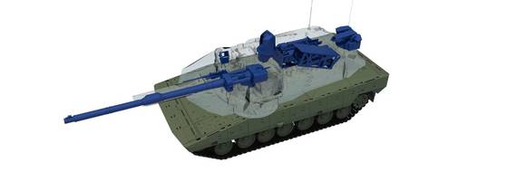 라인메탈이 개발한 130㎜ 활강포를 적용한 KF51 판터 전차 CG. 라인메탈