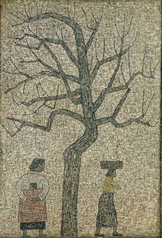 헐벗은 나무가 품고 있는 새싹 박수근 ‘나무와 두 여인’(1962). [사진 리움미술관]