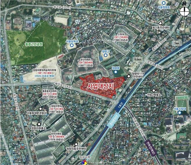 청량리동 19번지 일대 주택 정비형 재개발사업 위치도. 서울시 제공