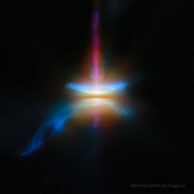 제임스웹 우주망원경이 촬영한 허빅 하로 30(HH 30·Herbig-Haro 30) 이미지./James Webb Space Telescope, ESA, NASA & CSA, R. Tazaki et al