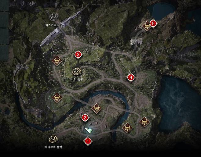 ▲ 이둔의 골짜기 전체 뷰포인트 위치