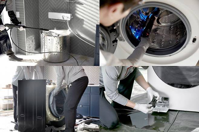 LG전자 케어 전문가가 고객을 방문해 제품 성능 점검, 클리닝, 필터 교체 등 케어 서비스를 제공하고 있다. (사진=LG전자)