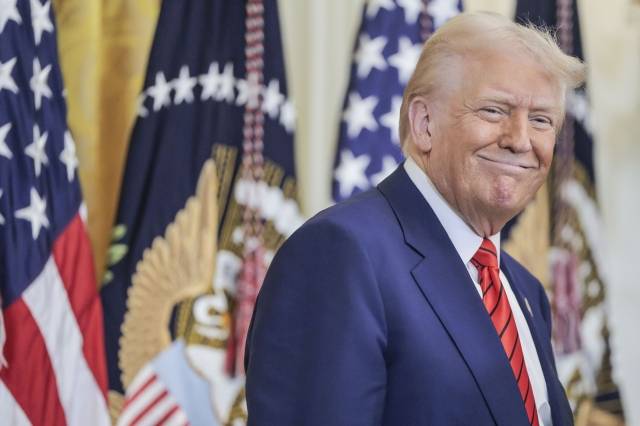 도널드 트럼프 미국 대통령이 20일(현지시간) 워싱턴DC 백아관에서 열린 '흑인 역사의 달' 행사에 참석하고 있다. EPA연합뉴스