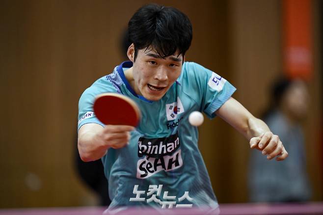 한국 탁구 남자 대표팀 에이스 장우진. 황진환 기자