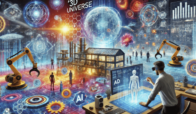 다쏘시스템이 가상과 현실을 아우르는 '3D 유니버스(UNIV+RSES)' 모습을 제시한다. (사진=챗GPT)