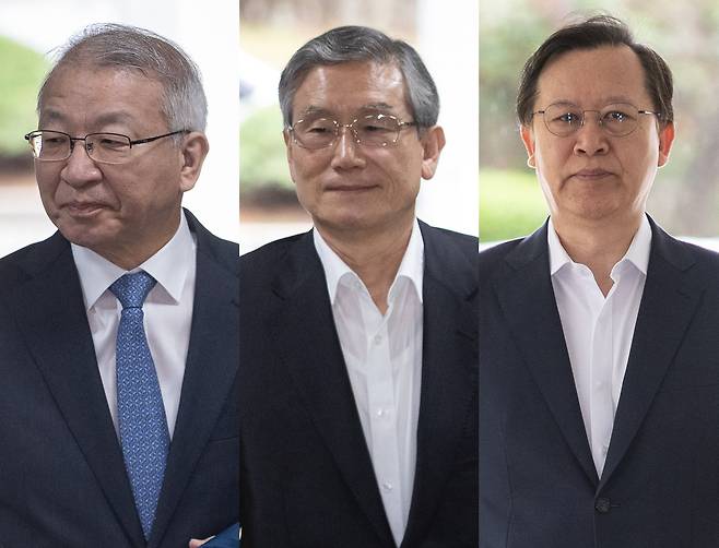 양승태(왼쪽부터) 전 대법원장, 고영한 전 대법관, 박병대 전 대법관. /뉴스1