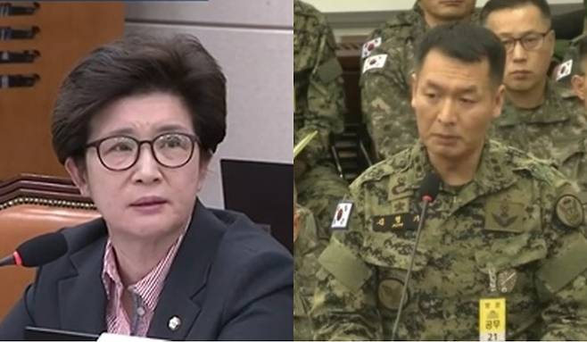 강선영 국민의힘 의원이 21일 국회 내란특위 4차 청문회에서 김형기 제1공수특전여단 제1특전대대장에게 질의를 하고 있다. [국회 유튜브]