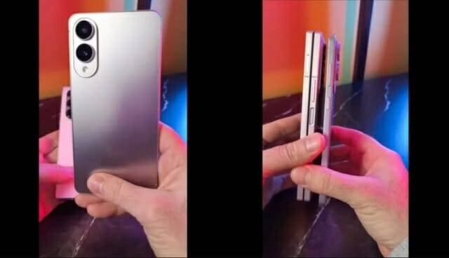 갤럭시S25 엣지 추정 영상이 공개돼 화제가 되고 있다. 우측 사진은 갤Z폴드 6과 갤S25 엣지 두께를 비교한 모습이다. (사진=유튜버 Alexis Garza/안드로이드오쏘리티)