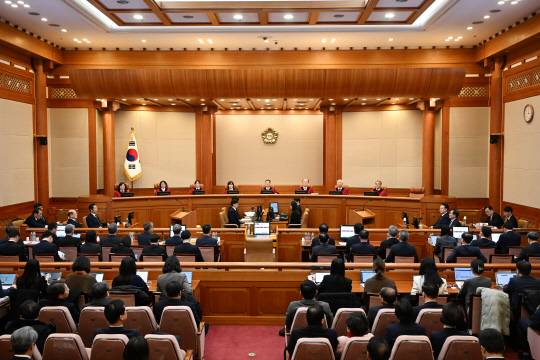 20일 서울 종로구 헌법재판소에서 윤석열 대통령의 탄핵 심판 10차 변론이 열리고 있다. 2025.2.20 [사진공동취재단=연합뉴스]