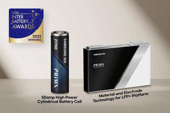Samsung SDI’s cylindrical battery cell and its technology for its next-generation lithium iron phosphate battery technology, dubbed LFP+, won the Korea Battery Association’s InterBattery Awards 2025 on Monday. [SAMSUNG SDI]
