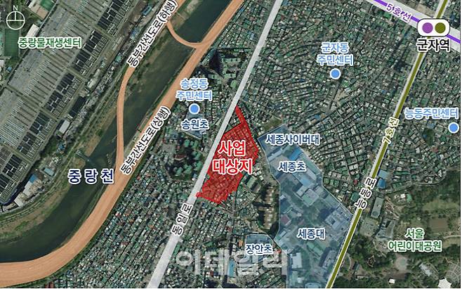 광진구 군자동 341-17번지 일원 지구단위계획구역 지정 및 계획 결정 위치도. (자료=서울시)