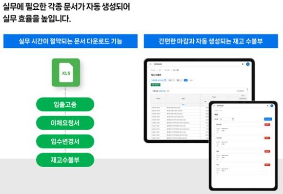 유통 실무에 필요한 각종 문서 생성을 손쉽게 해주는 모나스크. [사진=㈜팬세이션]