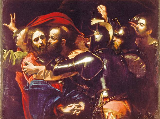 ‘그리스도의 체포’, 카라바조(1571~1610년), 유화, 1602년, 133.5cm × 169.5cm, 아일랜드 국립박물관.