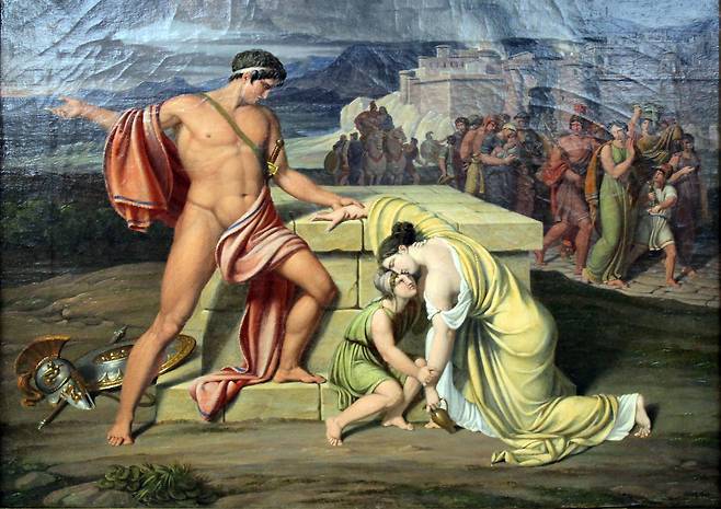 요한 루드비히 룬드, 헥토르 무덤의 안드로마케, 1808, 캔버스에 유채, 플렌스부르크 박물관