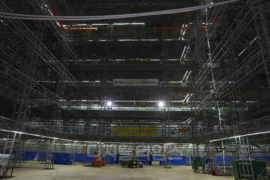 HD현대삼호가 건조 중인 LNG 화물창 내부 모습. 양호연 기자