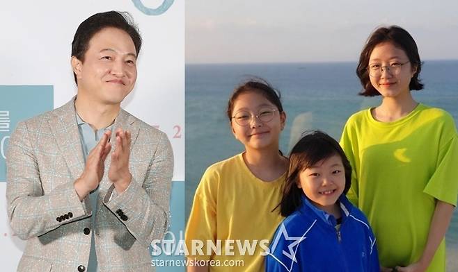 정웅인과 세 딸 세윤, 소윤, 다윤 /사진=스타뉴스, 정웅인 아내 이지인씨 SNS