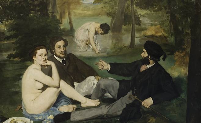 에두아르 마네, 풀밭 위의 점심 식사(일부 확대), 1863, 캔버스에 유채, 208x264.5cm, 오르세 미술관