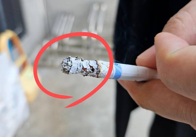 타들어 가는 담배.[독자 제공]