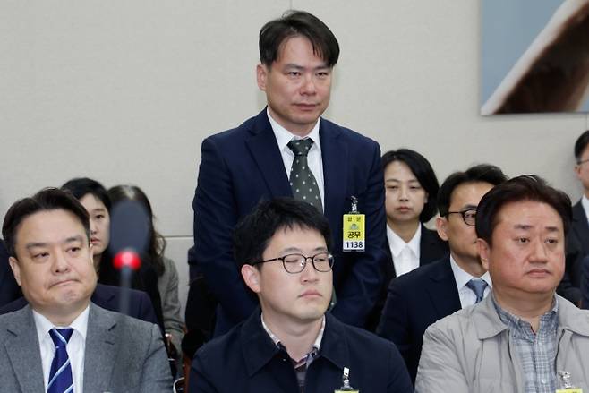 이정규 네이버 서비스운영통합지원 총괄 전무가 5일 서울 여의도 국회에서 열린 제423회 국회(임시회) 제1차 과학기술정보방송통신위원회 전체회의에 출석하고 있다. /사진=뉴스1