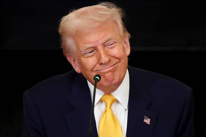 도널드 트럼프 대통령이 7일(현지시간) 백악관에서 열린 가상자산 서밋(Crypto Summit)에서 연설하고 있다. [로이터]