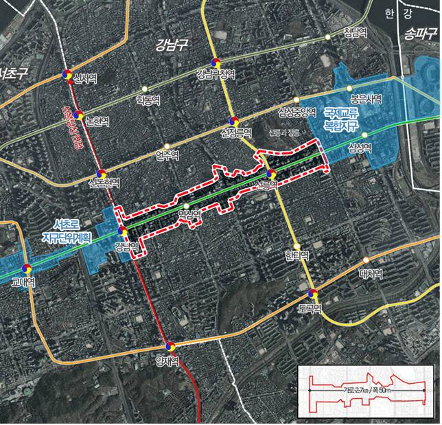 강남구 테헤란로변 일대 위치도 (자료=서울시)
