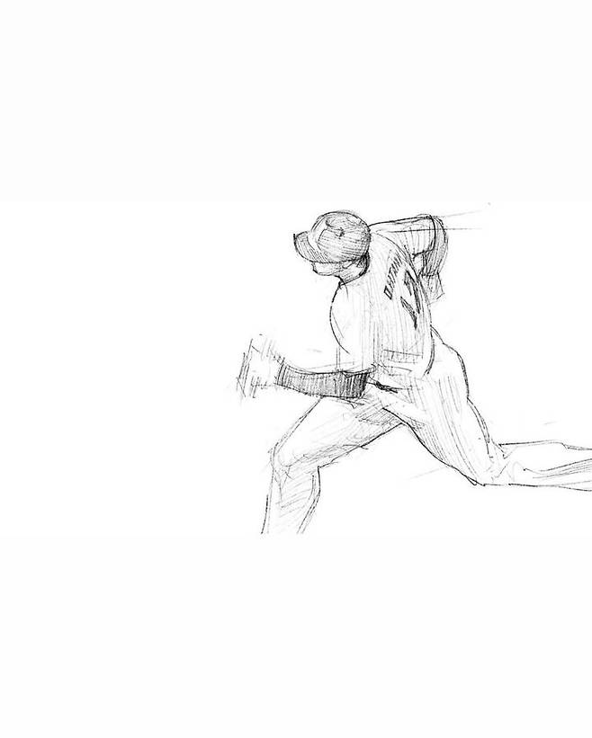 미국 프로야구 메이저리그(MLB) LA 다저스의 오타니 쇼헤이 선수가 자신의 소셜미디어(SNS)에 "이노우에 선생님, 로고 디자인해 주셔서 감사합니다 뿅"이라는 글과 그림을 올렸다. (사진=오타니 인스타그램) *재판매 및 DB 금지