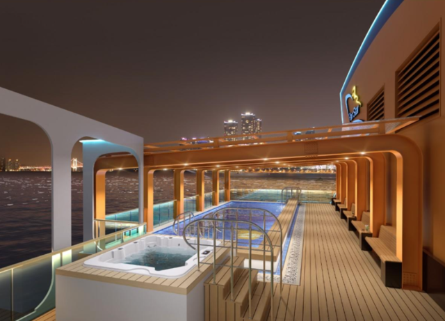 야외수영장에서 여유롭게 바다를 조망할 수 있다. 팬스타그룹