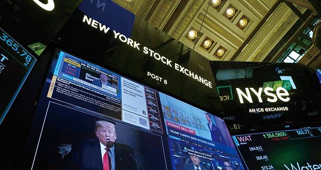 3월4일 뉴욕시 금융지구에 있는 뉴욕증권거래소(NYSE) 모습 ⓒAFP 연합