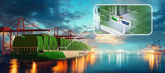 HD현대중공업의 3D프린팅 디지털 워크샵이 적용된 컨테이너선 조감도. HD현대 제공