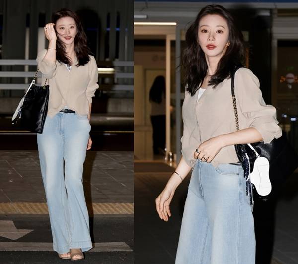 배우 이주빈이 감각적인 공항 패션을 선보이며 일본으로 출국했다. 사진=시슬리