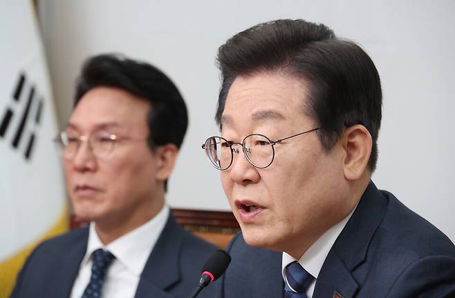 이재명 더불어민주당 대표가 17일 서울 여의도 국회에서 열린 최고위원회의에서 발언하고 있다. ⓒ연합뉴스