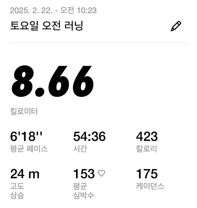 그렇게 3달 정도 꾸준히 달리면 어느새 기록은 빨라져 있다.