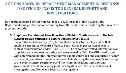 미국 에너지부 감사관실 보고서. 연합뉴스