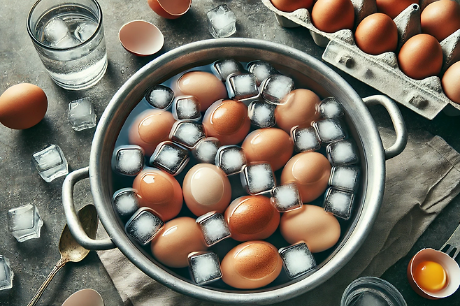 찬물에 담근 삶은 계란
