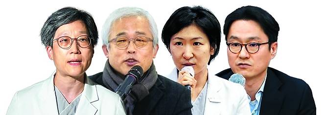 강희경 서울의대 교수 비대위원장, 오주환 교수, 하은진 교수, 한세원 교수 /장련성 기자, 박상훈 기자, 뉴시스