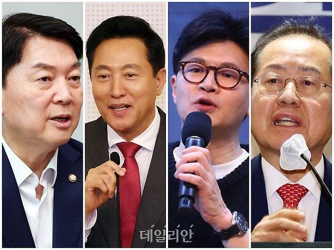 여권 대권 잠룡인 안철수 국민의힘 의원, 오세훈 서울특별시장, 한동훈 국민의힘 전 대표, 홍준표 대구광역시장 ⓒ데일리안DB