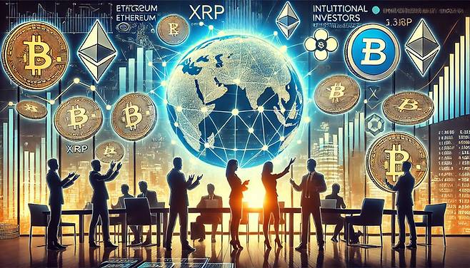 챗GPT가 글로벌 기관투자자들이 가상자산에 대해 낙관적으로 보고 있는 상황을 표현한 그림. <자료 = 챗GPT 생성 이미지>