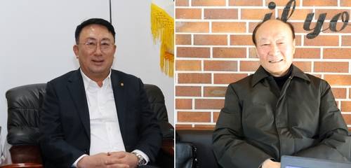 제주 관광기념품 나아갈 방향은 (제주=연합뉴스) 백나용 기자 = 강동훈 제주관광협회장(왼쪽)과 김형길 제주관광문화산업진흥원장이 지난 14일과 17일 각각 연합뉴스와 인터뷰하고 있다. 2025.3.19 dragon.me@yna.co.kr