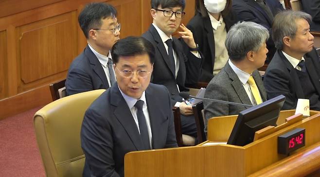 ▲ 홍장원 국정원 1차장 (헌법재판소, 2025년 2월 4일)