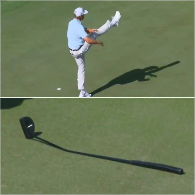 패턴 키자이어의 킥(위), 그리고 망가진 퍼터. 중계영상 캡처