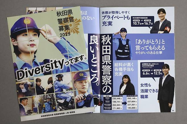 경찰 채용 팸플릿에 실린 제복 입은 모습의 여경  [교도 연합뉴스 자료사진. 재판매 및 DB 금지]