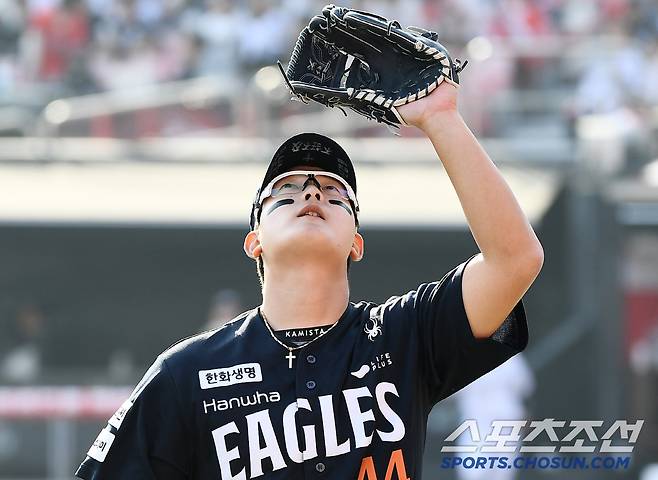 22일 수원 KT위즈파크에서 열린 한화와 KT의 개막전. 7회말 등판해 무실점으로 이닝을 막은 김서현이 세리머니를 하고 있다. 수원=정재근 기자 cjg@sportschosun.com/2025..3.22/