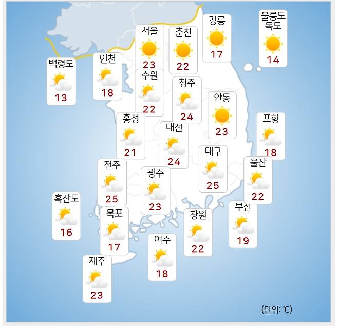 ⓒ기상청: 오늘(23일) 오후 날씨