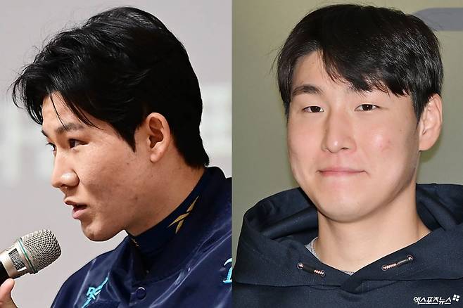 NC 내야수 박민우(왼쪽 첫 번째)는 사촌동생인 한화 투수 박부성에게 프로 선배로서 조언을 건넸다. 엑스포츠뉴스 DB